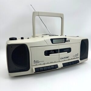 Califone 2395AV Y2K Boombox Portable Beige Dual Cassette CD AM FM Radio Tested
